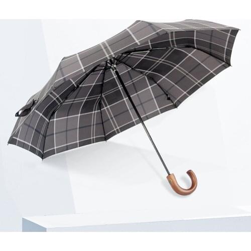 Japanese Style 8 Ribs Men And Women Wooden Handle Umdrella Folding Business Waterproof Sunny And Rainy Reinforcement Umbrellas