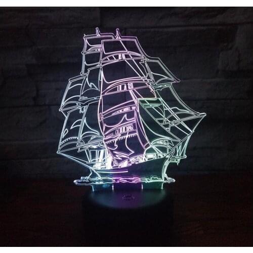 Ship Led 3d Colorful NightLight Creative Visual Touch Charging Stereo Atmosphere Gift Lamp Christmas decorative lights