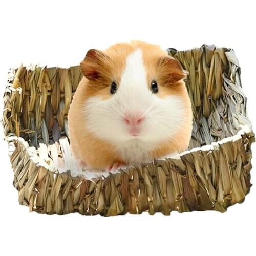 Grass Woven Bed with Natural Reed Hay Environmently Friendly Durable Small Suit for Small Pet for Hamster Gerbil Rabbit JS22