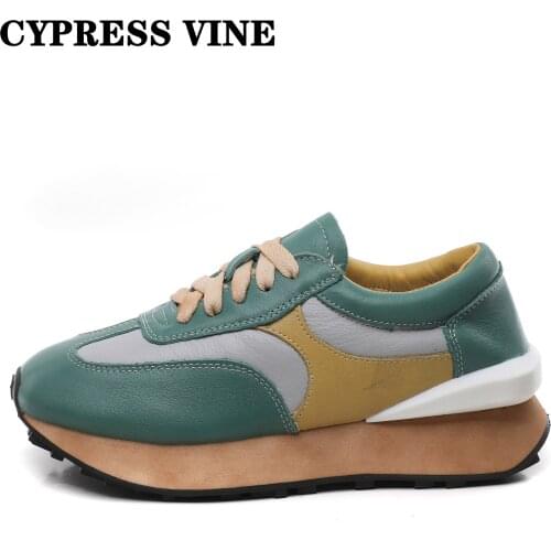 Cypress Vine Women Shoes Loafer Casual Genuine Cow Leather For Spring And Autumn Round Toe EVA Rubber By Handmade Size:35-40