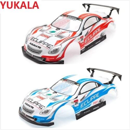 YUKALA 1/10 RC car PVC painted shell body blue/red for 1/10 RC Car 190mm with wing