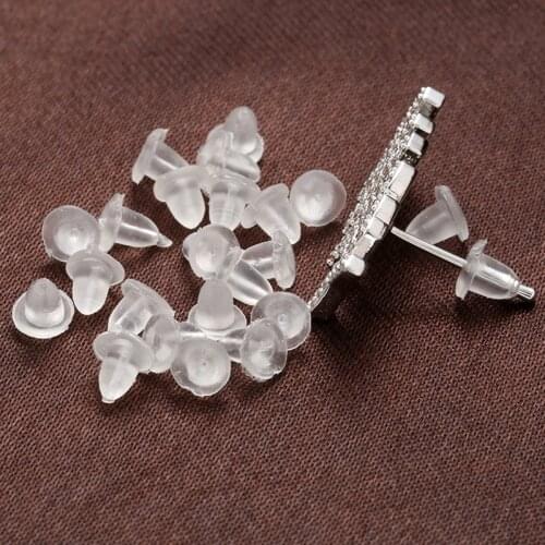 300pcs Soft rubber Clear Earring Backs Stopper Blocked Caps Beads Post Nuts Plug jewelry Findings Accessories
