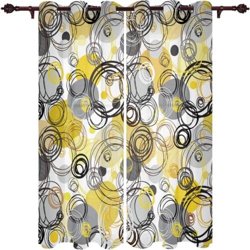Kitchen Window Curtains Circles Lines Abstract Adult Children Bedroom Decoration Living Room Hanging ClothTreatment Curtains