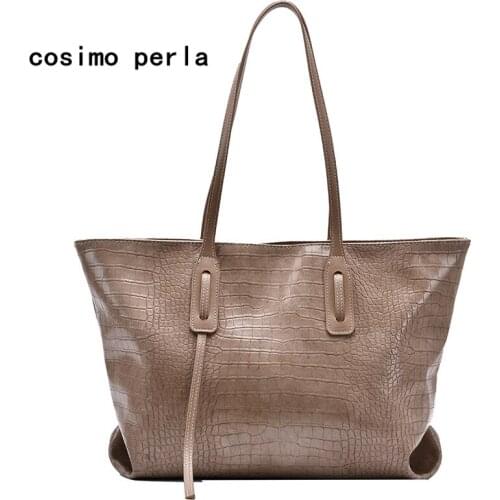 Alligator Print Fashion Large Casual Tote Handbags for Women Work Shoulder Bags OL Crocodile Pattern PU Leather Shopping Purses