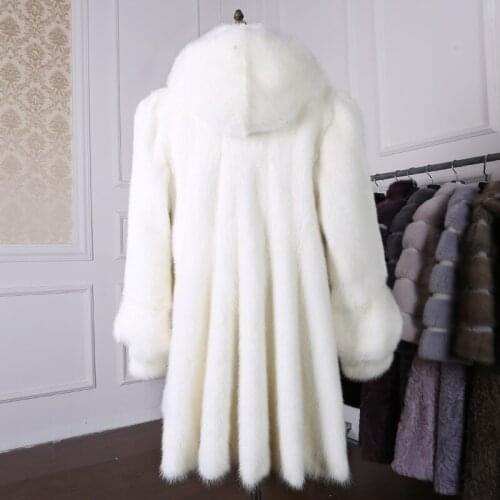 Womens winter fashion luxury Mink fur coat of the whole Slim long hooded water mink coat D22