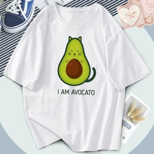 Harajuku Womens Cute Avocado T Shirts Short Sleeve O-neck Print 2021 Retro Tshirts Vintage Cosplay Tops Tees Ladies Camiaetas