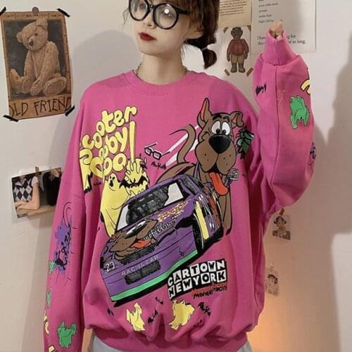 2020 Autumn And Winter Loose Fun Sweatshirt Women Cartoon Print Long Sleeve Round Neck Sweatshirt Pullover Harajuku Women