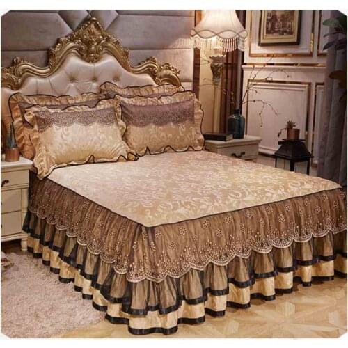 Winter Thicken Velvet Bedding Bed Skirt Pillowcase 1/3pcs Lace Bedclothes Mattress Cover Warm Bedspread Bed Sheet Home Textile