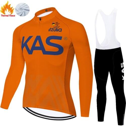Kas Retro Winter Thermal Fleece Equipamento Jersey Completo Estivo Maillot Hombre Masculino Abbigliamento Ciclismo Ciclismo