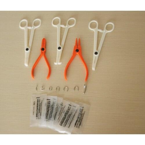1pcs Disposable Body Piercing Kit Tools Pliers Forceps Needles Accessories Set with Eyebrow Labret Lip Nipple Nose Studs Rings