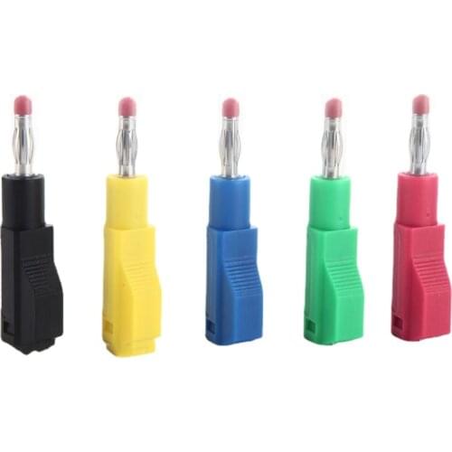 10Pcs 4mm Male Retractable Tube Stackable Banana Plug Wire Solder Connector Red Black Yellow Green Blue