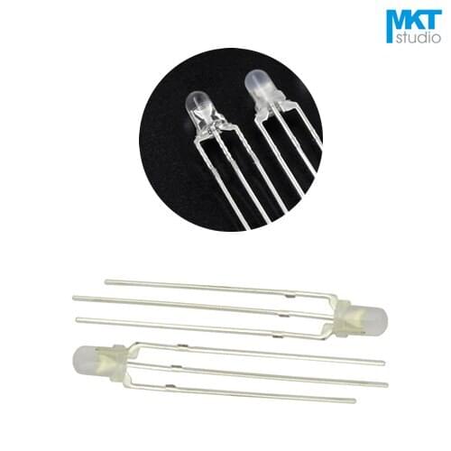 100Pcs Free Shipping Clear/Diffused 3mm Long Pins Through Hole Double LED Diode Red&Green Red&Blue Common Anode/Cathode