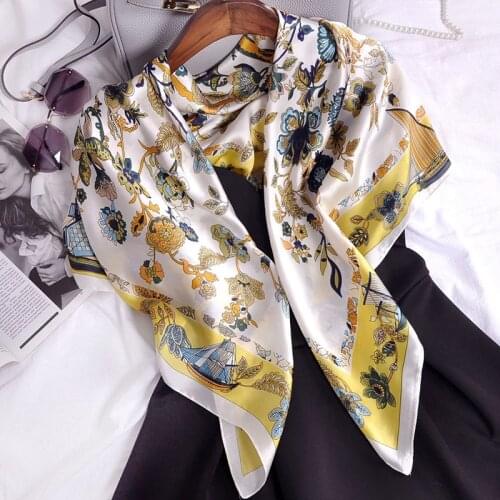 2021 new spring women scarf quality shawl silk fashion scarf headscarf beach sunscreen bag headscarf scarf 90cm*90cm