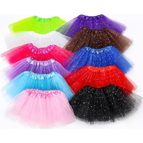 24 hours shipping Baby Girls Kids Tutu Skirts Ballet Dance Sparkle Skirt 2 Layers Tulle Petticoats for Children 0-8 Years