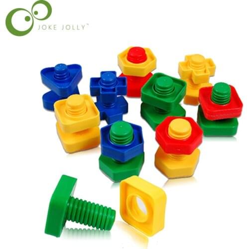 3pcs/lot Screw building blocks plastic insert blocks nut shape toys for children Educational Toys montessori scale models