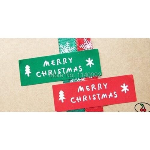 300pcs free shipping"MERRY CHRISTMAS"red&green packing sealing decorative stickers, gift packaging adehesive stickers