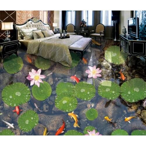 3d flooring wallpaper Cobblestone lotus 3 d wallpaper for walls home decor living room