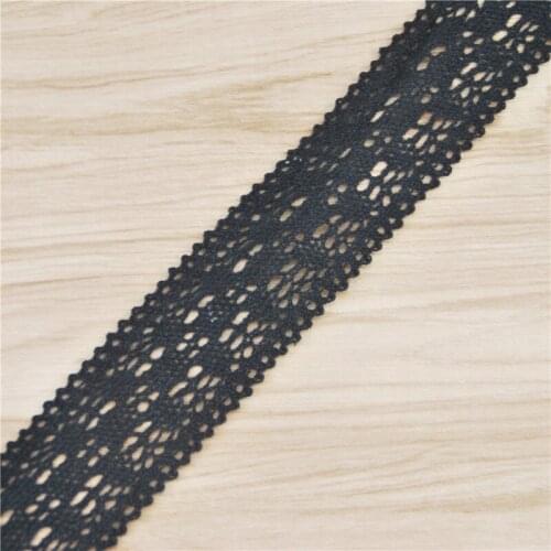 43mm Cotton Lace Trim Black Fabric Sewing Accessories Cloth Wedding Dress Decoration Ribbon Craft Supplies 200yards LC102-R
