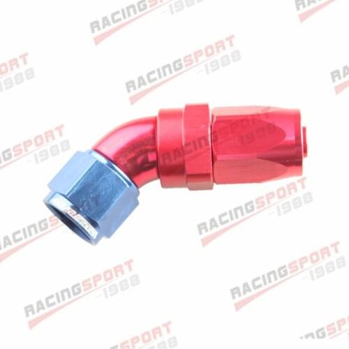 45 Degree 8AN -8AN AN8 Hose End Uninterrupted Flow Swivel Red/Blue