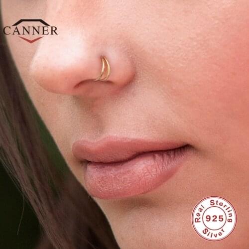 CANNER Real 925 Sterling Silver Mini Cool Ear Stud Piercing Nose Ring Ear Cartiliage Tragus Sexy Body Jewelry Pendientes Plata
