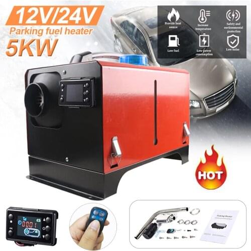 Car Heater All in One 5KW 12V/24V Diesel Fuel Air Parking Heater LCD Monitor with Remote Control for Car Trucks Camper Van