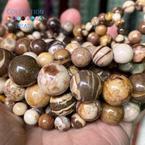 Natural Australian Zebra Jaspers Stones Loose Round Beads For Jewelry Making 4-12 mm Diy Bracelets Accessories 15" Wholesale