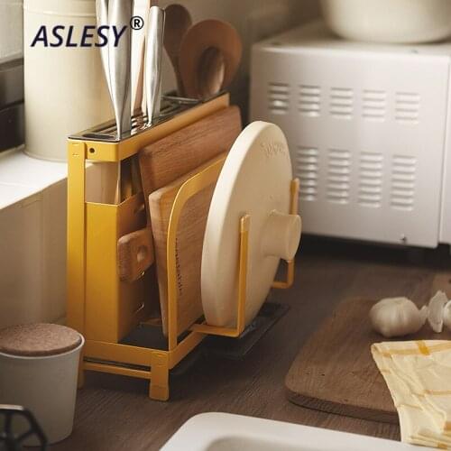 Candy Kitchen Utensil Holder Storage Rack Knife Chopsticks Holder Hanging Pot Cover Shelf Cutting ChoppingBoard Rack Water Tray