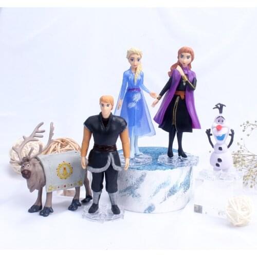 5/6pcs Disney Frozen 2 Snow Queen Elsa Anna PVC Action Figure Olaf Kristoff Sven Anime Dolls Figurines Kids Toy Children Gifts