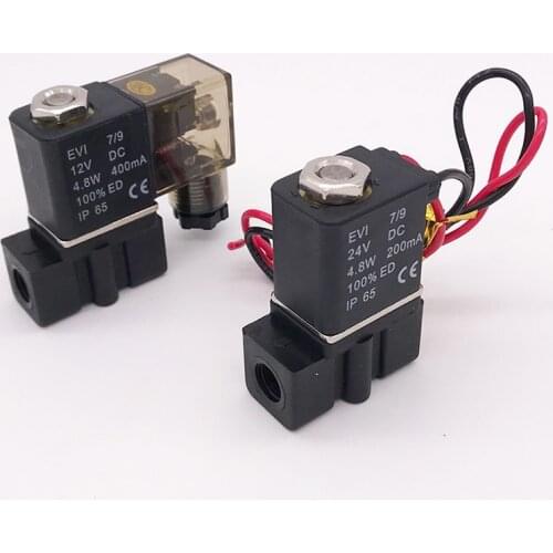 2P025-08/06 NBR 2 way Pneumatic small solenoid valve 1/8" 1/4" NPT AC DC electric plastic valve with wire lead LED light type