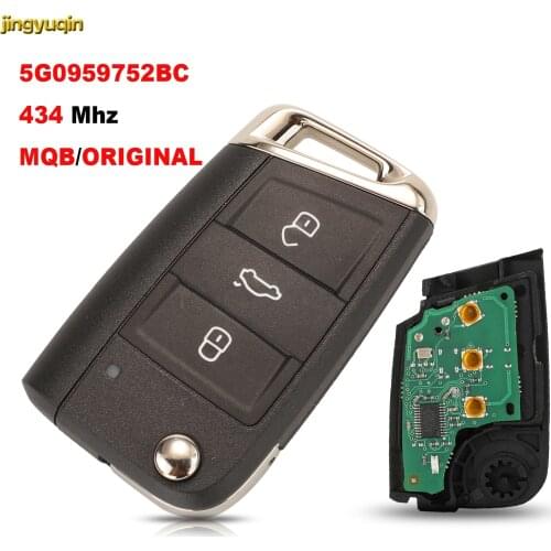 Jingyuqin Remote Car Key Keyless-Go Control 433Mhz For VW Golf 7 MK7 Skoda Octavia A7 Seat 5G0959752BC MBQ 3 Buttons Original