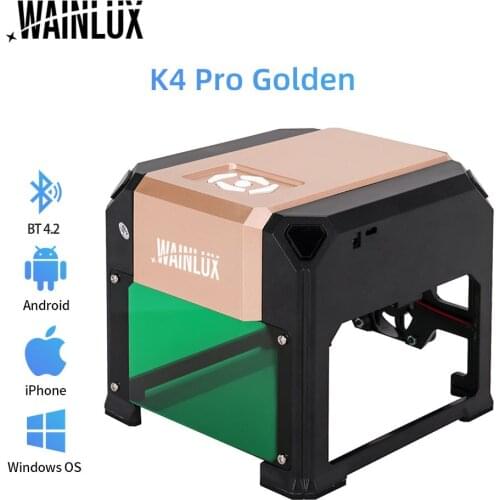WAINLUX Mini Laser Engraver K4 Pro 3000mw Bluetooth-compatible Laser Engraving Machine for Wood Plastic Leather Paper DIY LOGO