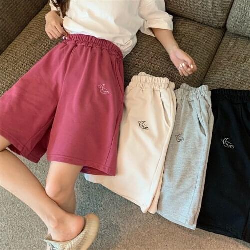 Summer Sweet Women Student Shorts Print Pockets High Waist Wide-Leg Half Pants Sports Casual Biker Shorts Plus Size Clothing