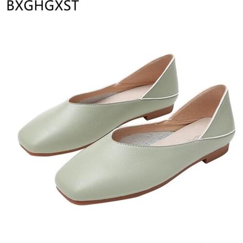 Loafers Slip on Shoes for Women 2021 Square Top Black Leather Women Casual Designer Boat Shoes Flats Shoes Women Zapatos Mujer