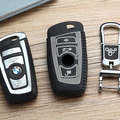 Luckeasy leather car key cover for bmw F10 F20 F30 1 2 3 4 5 6 7 4 button series X3 X4 320I 116I 118I 328I 530I key2Y