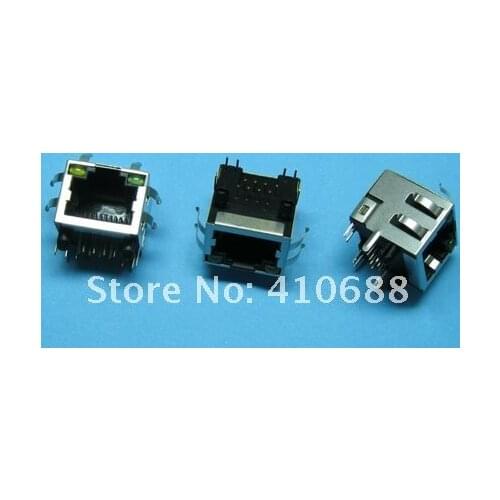 300 pcs 8P8C RJ45 Modular Network PCB Jack 56 8P LAN Connector Shielded with LED Lamp Side entry