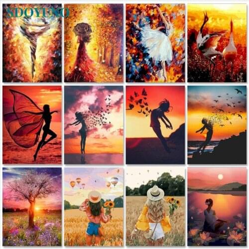 SDOYUNO 40x50cm Paint By Numbers Figure Oil Painting By Numbers On Canvas Scenery Frameless DIY Home Decor Living Room Art