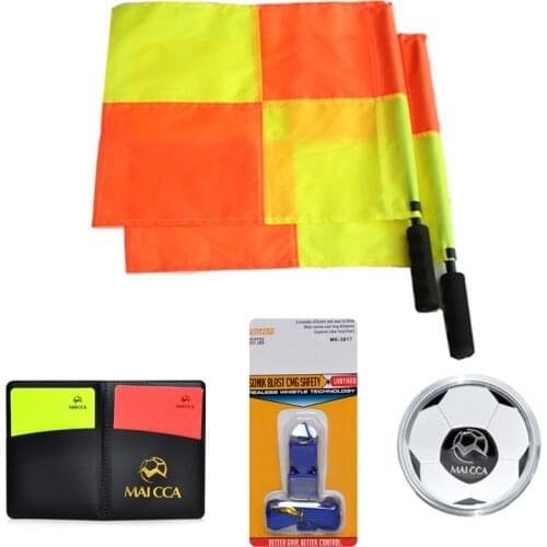 Soccer Referee flag Coin Cards Whistle Set Professional Football Referee Flag Kit Sports Training Equipment
