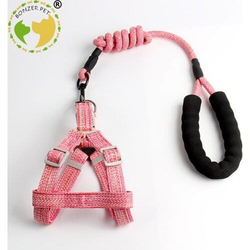Bonzerpet Dog Nylon Soft Leash Harness Walking Vest Lead Small Medium Dogs Strap For Bulldog Pugs Beagle Pet Supplier