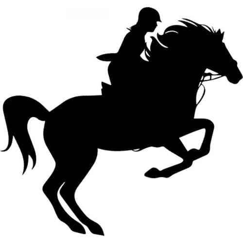 Lifelike Car Sticker Horse Riding Sport PVC Car Shape Decoration Car Decoration Decals Creative Anti-UV Waterproof Black/white
