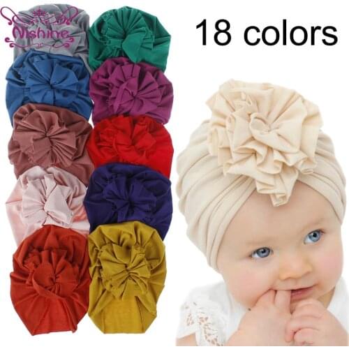 Nishine New Cute Flower Baby Girls Turban Hats Fashion Kids Bonnet Caps Children Photo Props Headwear Birthday Party Gifts