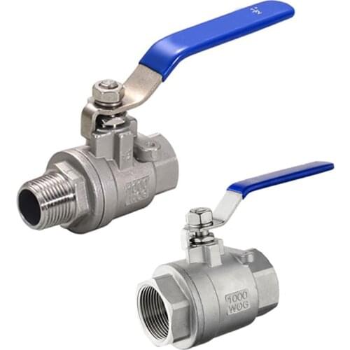 304 Stainless Steel 2P Full Ports Ball Valve BSPT 1/4 3/8" 1/2" 3/4" 1" 1-1/4" 1-1/2" F x F / F x M Water Gas Oil Switch Adapter