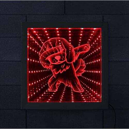 Dabbing Cavalier King Charles Spaniel Lighting Infinity Mirror Frame 3D Optical illusion Wall Light Dog Glowing LED Tunnel Lamp