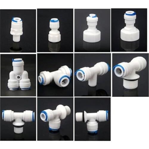 1/4" 3/8" OD Hose Tube 1/4" 1/2" 3/4" 1/8" Plastic Pipe Quick Connectors RO Water Connector Fittings Reverse Osmosis System