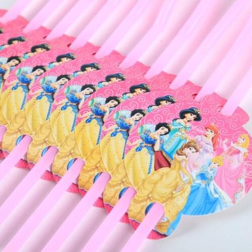 10pcs/lot Princess Straws Tube Kids Girls Birthday Party Decoration Disposable Drinking Straws Party Supplies
