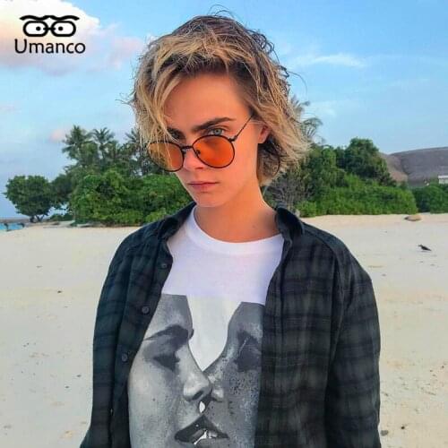 Umanco 2021 New Colorful Round Sunglasses For Women Men Alloy Frame Acrylic Lens Glasses Street Photography Beach Travel Gifts