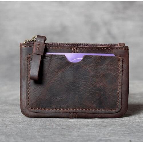 Genuine Leather Oxhide Clip Vintage Men Card Holder Multi-function Document Bag Crazy Horse Style Top Layer Leather Mens Clip