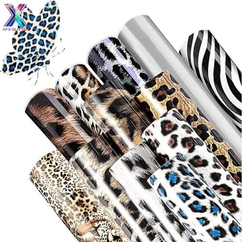 XFX HTV 12 Pcs Leopard Print HTV Heat Transfer Vinyl Bundle Leopard Pattern Vinyl Iron 12' X 10' for DIY Clothing Bags T-Shirts