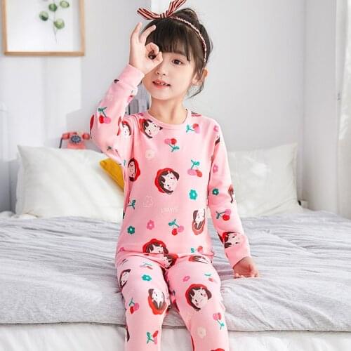 Winter Baby Girls Pajamas Sets Big Boys Girls Cartoon Clothes Sleepwear Kids Long-sleeve T-shirt+pant Pijamas Suit 4 6 8 10 12T