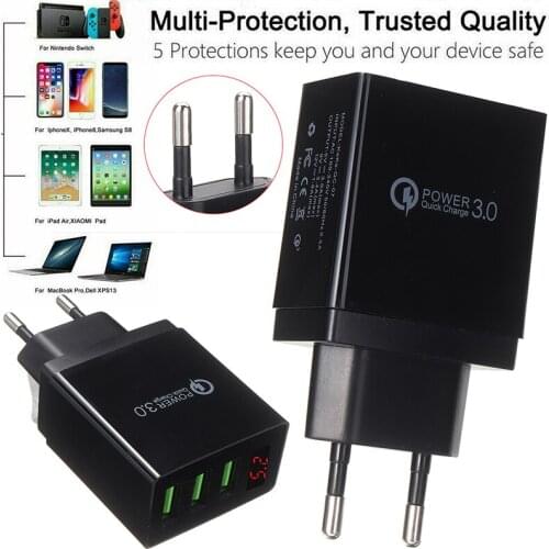 1pc LED Display 5V 3.1A Quick Charge USB Charger Fast Charging For Phone Mobile Charger EU Wall Adapter Parts