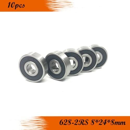 10pcs/Lot 628-2RS 628 RS 8x24x8mm ABEC-1 Rubber Sealed Ball Bearing Miniature Bearing